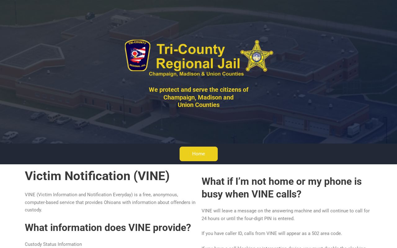 Tri-County Regional Jail Champaign County VINE release notification instructions